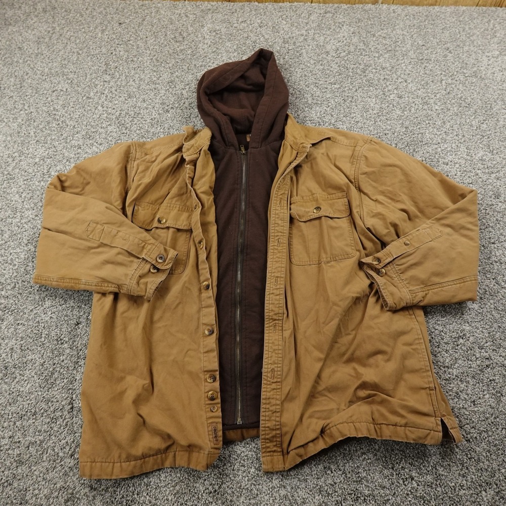 CE Schmidt Work Wear Jacket Mens XL Brown Fleece Lined Canvas Utility Chore Coat